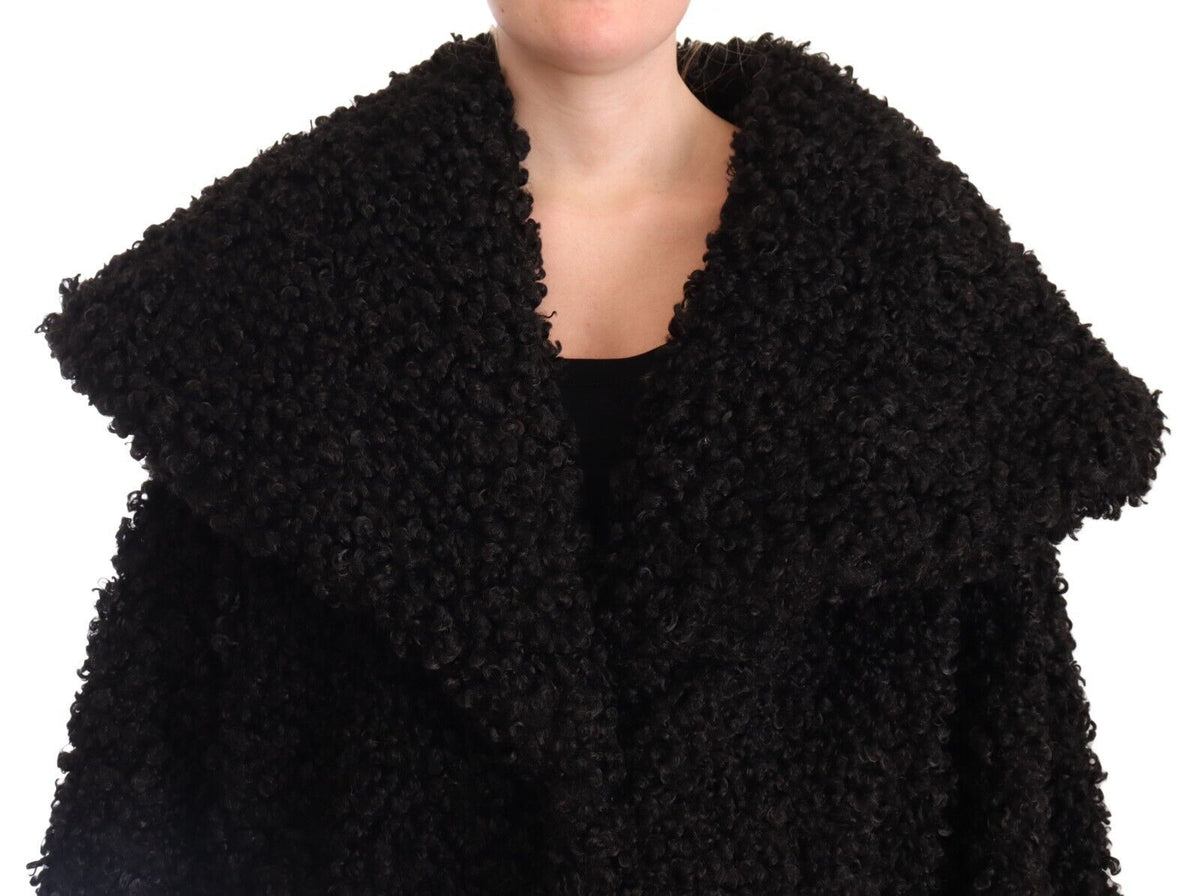New Dolce & Gabbana Black Fur Trench Coat Jacket