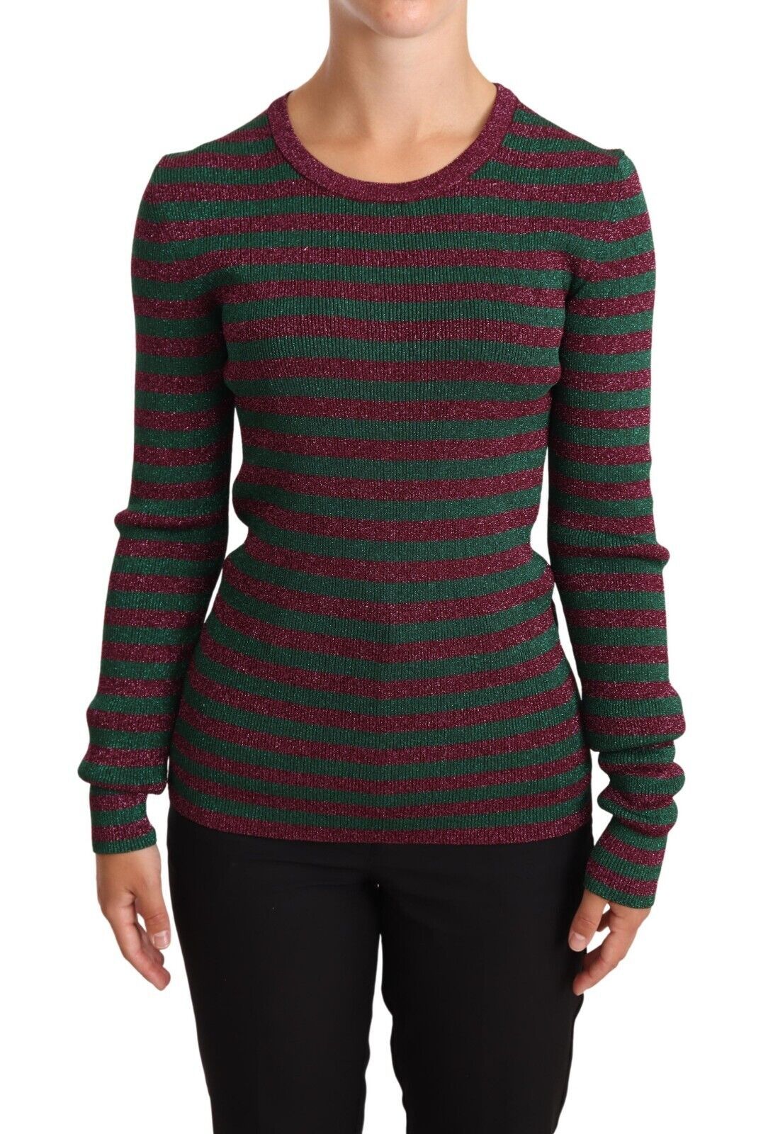 New Dolce & Gabbana Striped Crew Neck Pullover Sweater