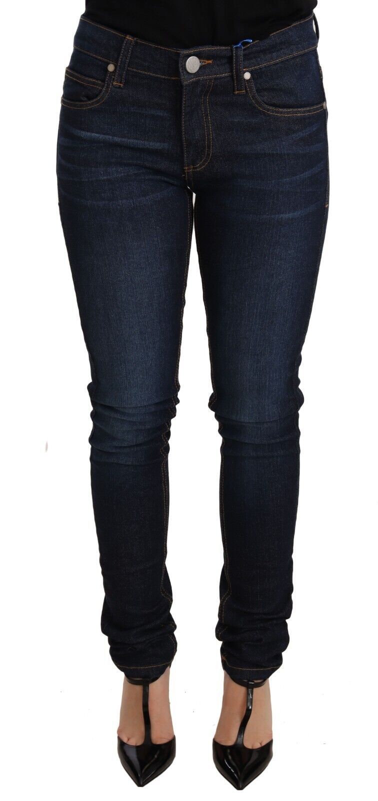 New Versace Jeans Dark Blue Cotton Low Waist Skinny Denim Jeans