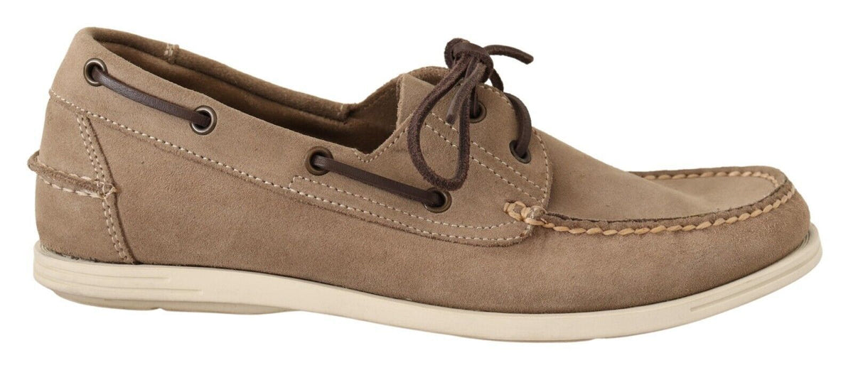 New Pollini Beige Suede Low Top Mocassin Loafers Casual Men Shoes