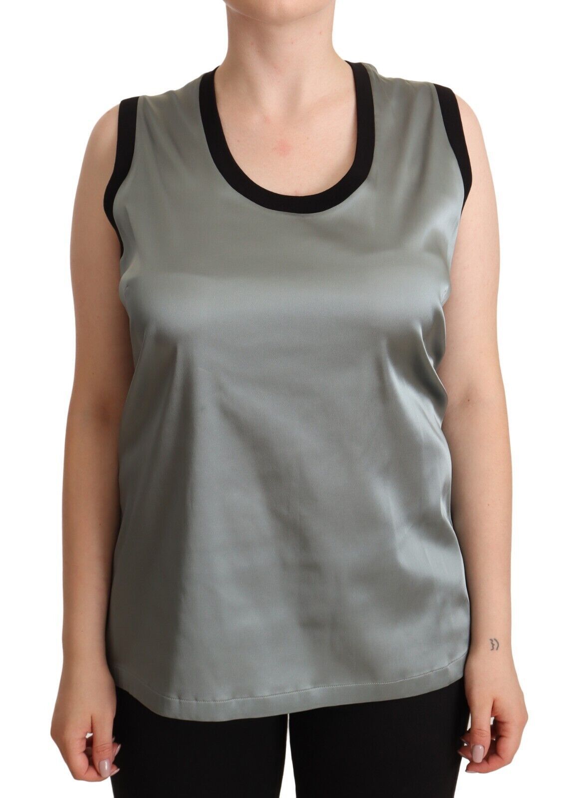 New Dolce & Gabbana Silver Round Neck Sleeveless Casual Tank Top