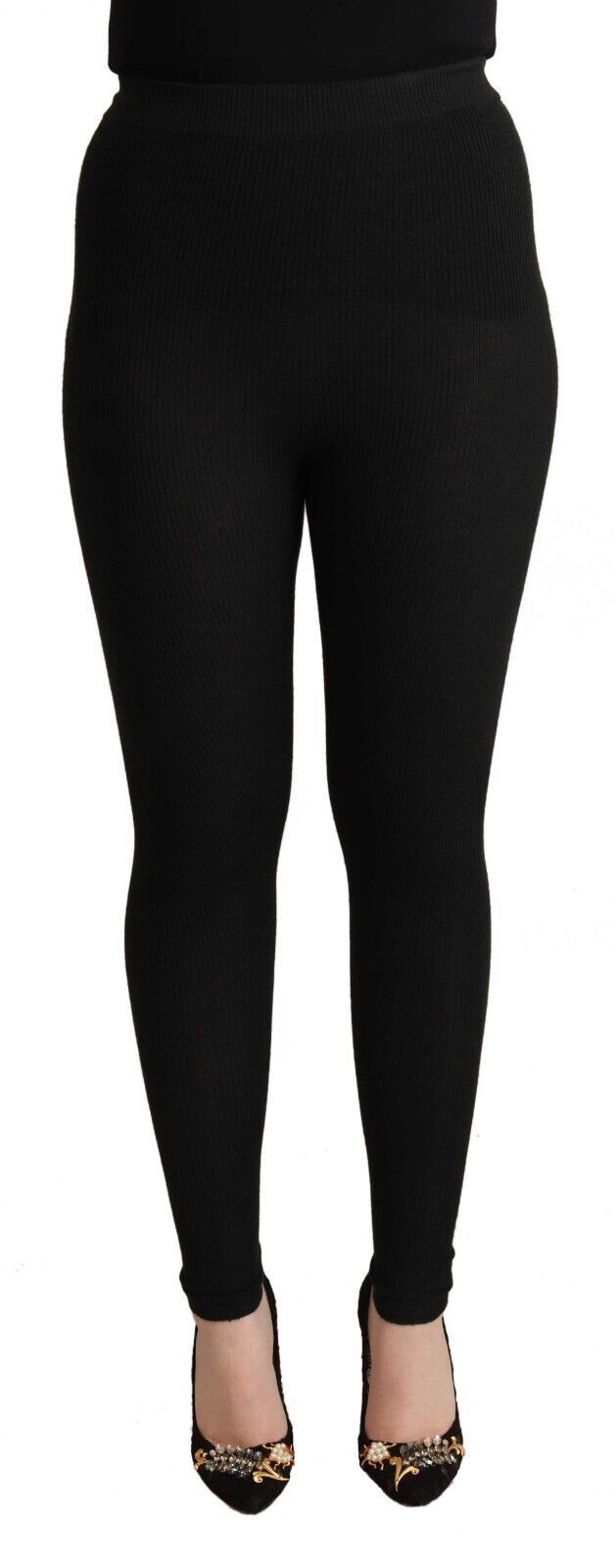 New Dolce & Gabbana Black Cashmere Stretch Waist Tights Pants