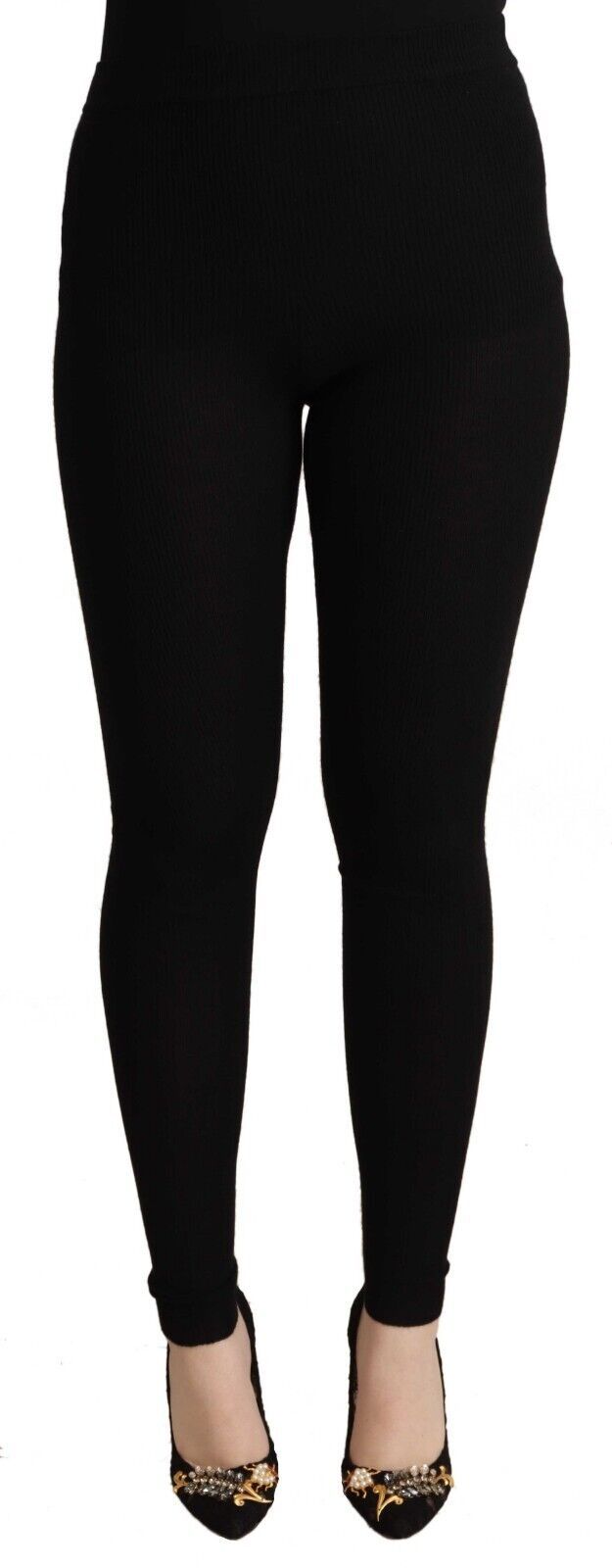 New Dolce & Gabbana Black Cashmere Stretch Waist Tights Pants