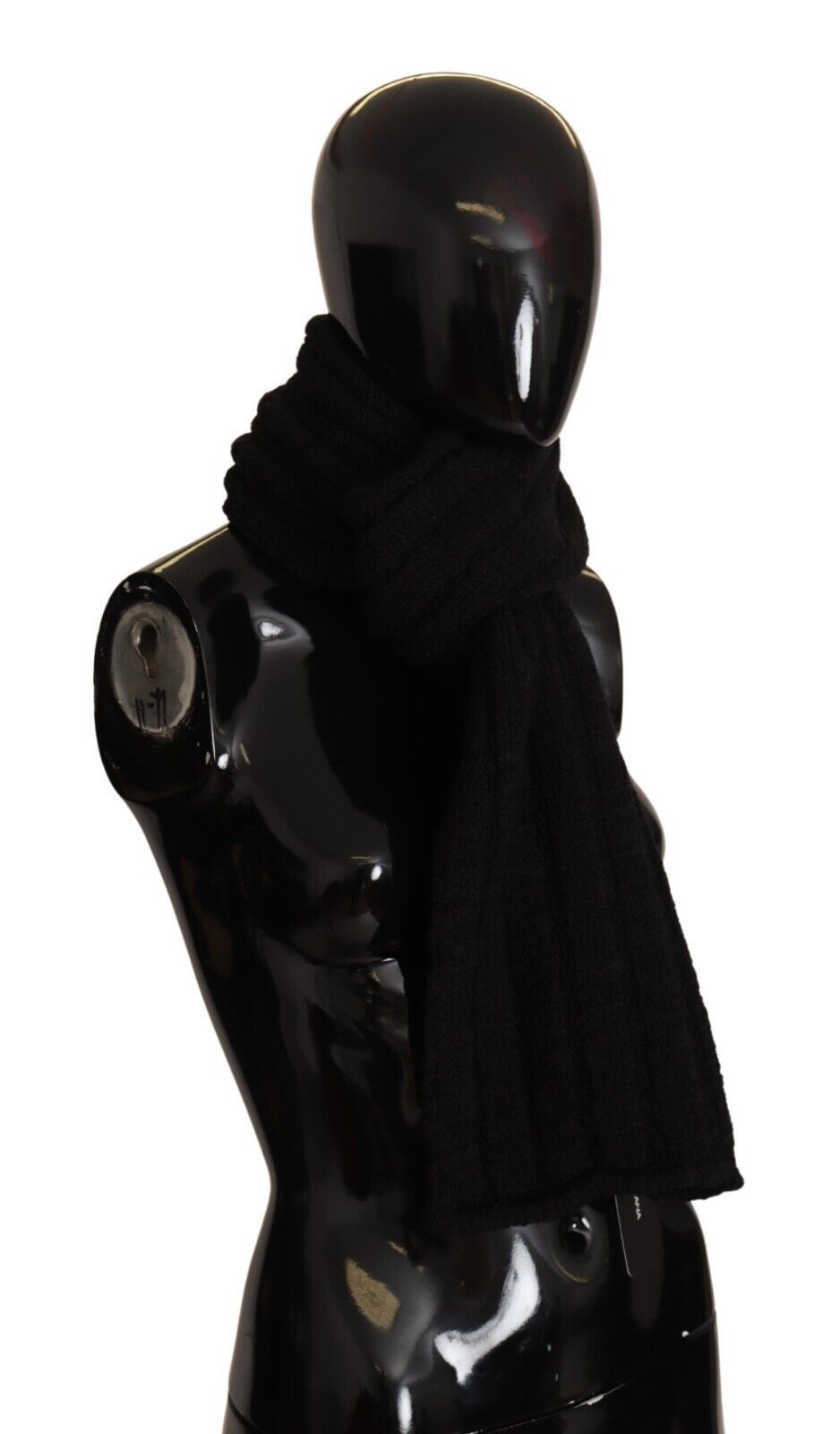 New Dolce & Gabbana Black Virgin Wool Knitted Unisex Warmer Shawl Scarf