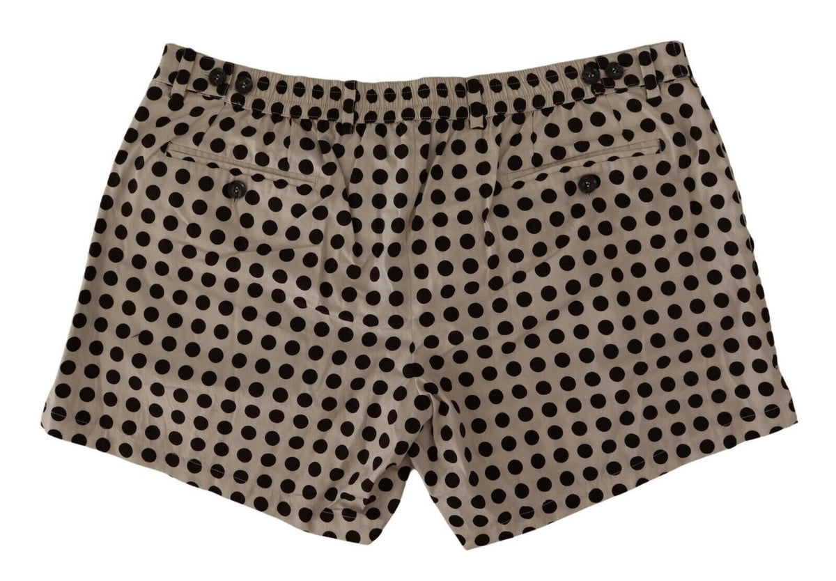 New Dolce & Gabbana Black White Polka Dots Cotton Linen Shorts
