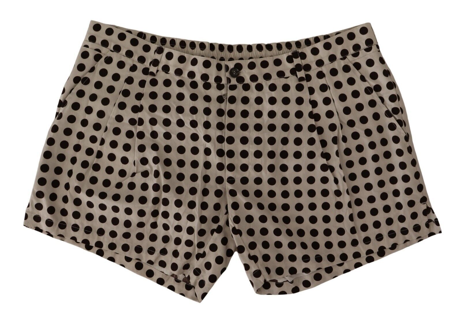 New Dolce & Gabbana Black White Polka Dots Cotton Linen Shorts