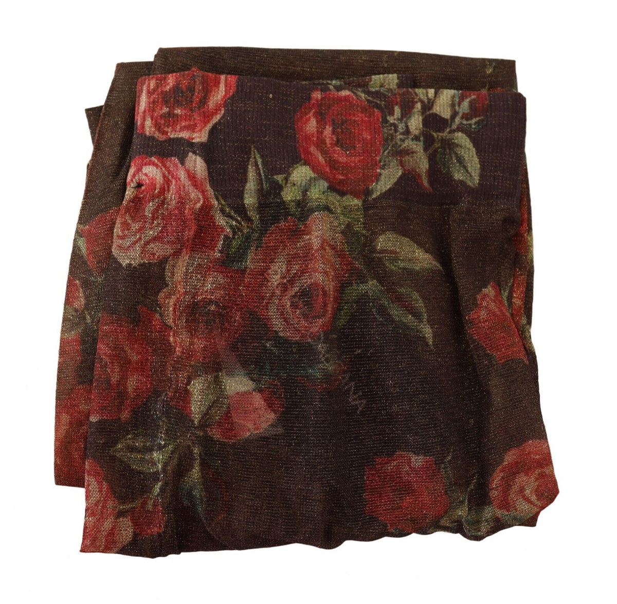 New Dolce & Gabbana Black Floral Print Stockings Nylon Tights