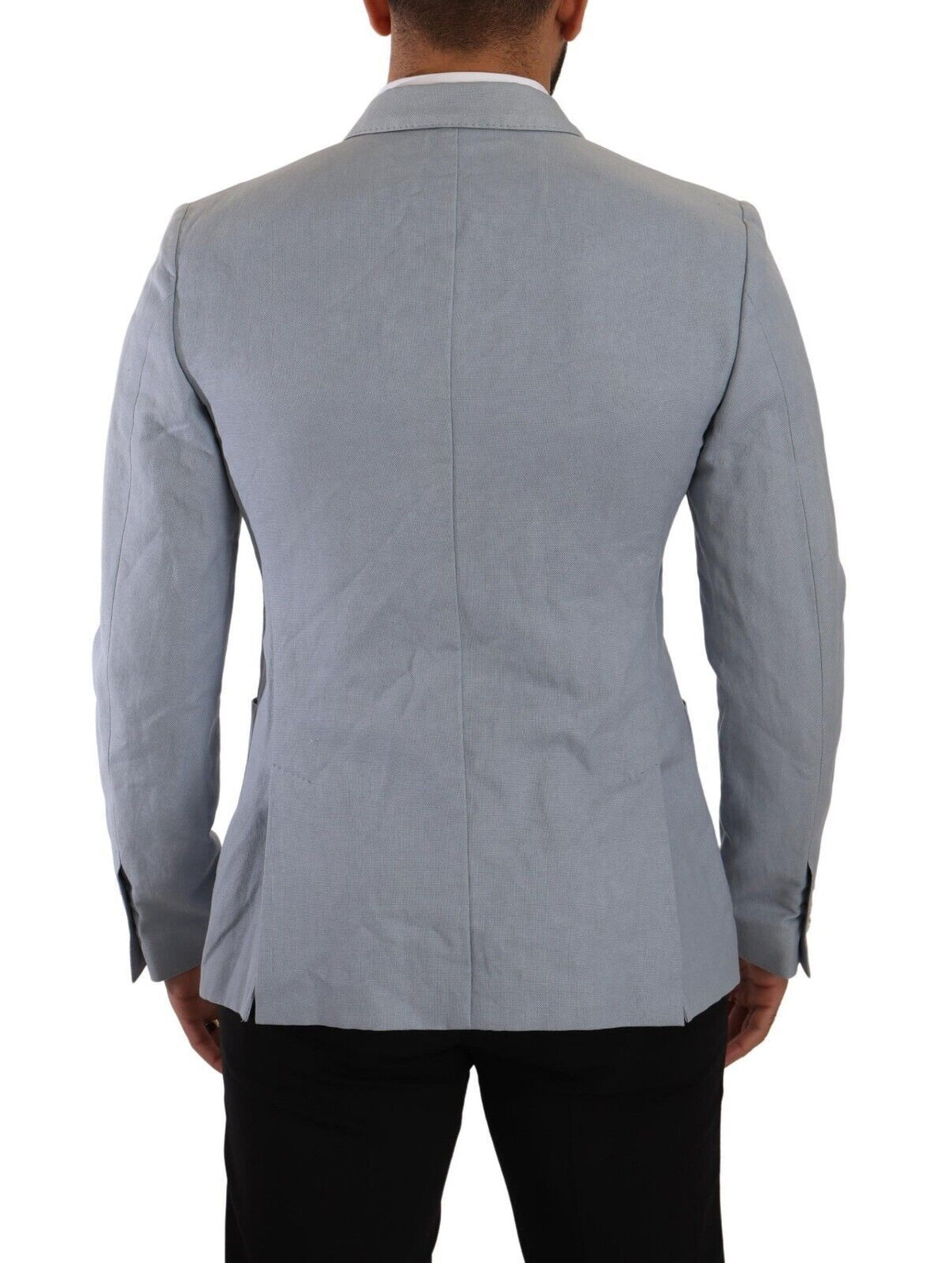 New Dolce & Gabbana Blue Cotton Linen Slim Fit Jacket Coat Blazer