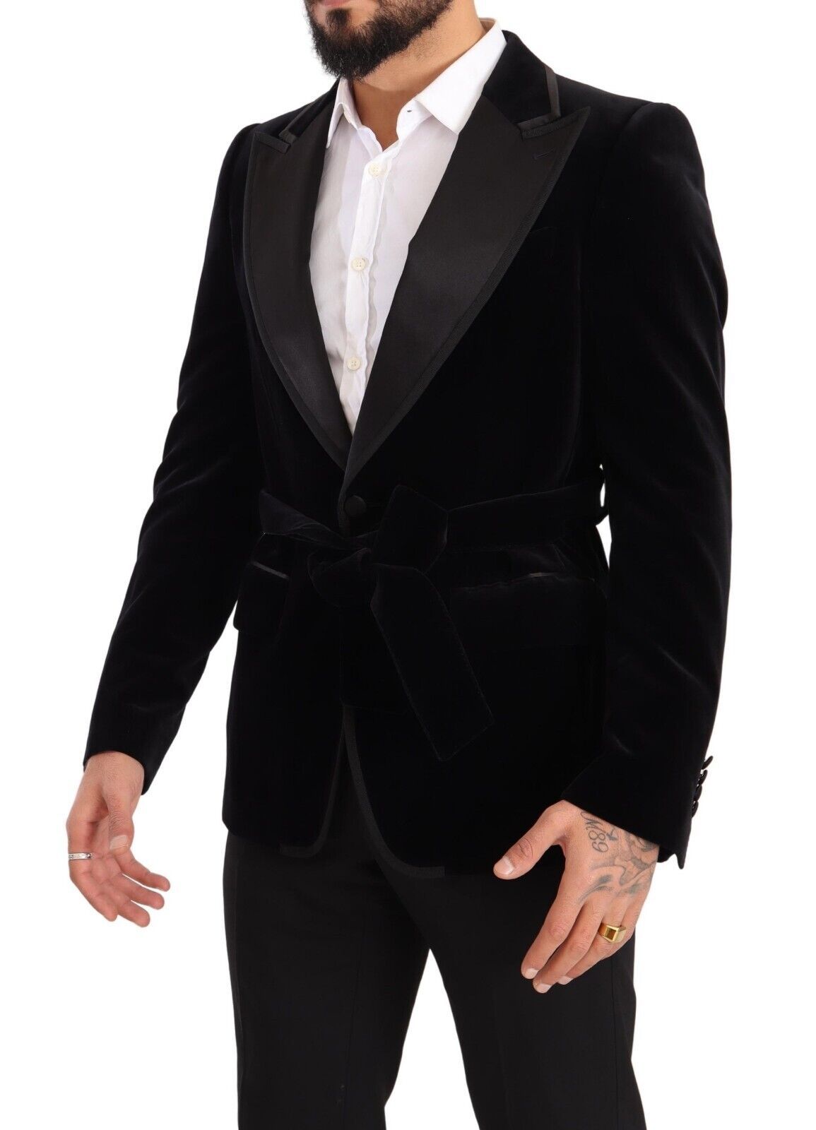 New Dolce & Gabbana Black Velvet Single Breasted One Button Blazer
