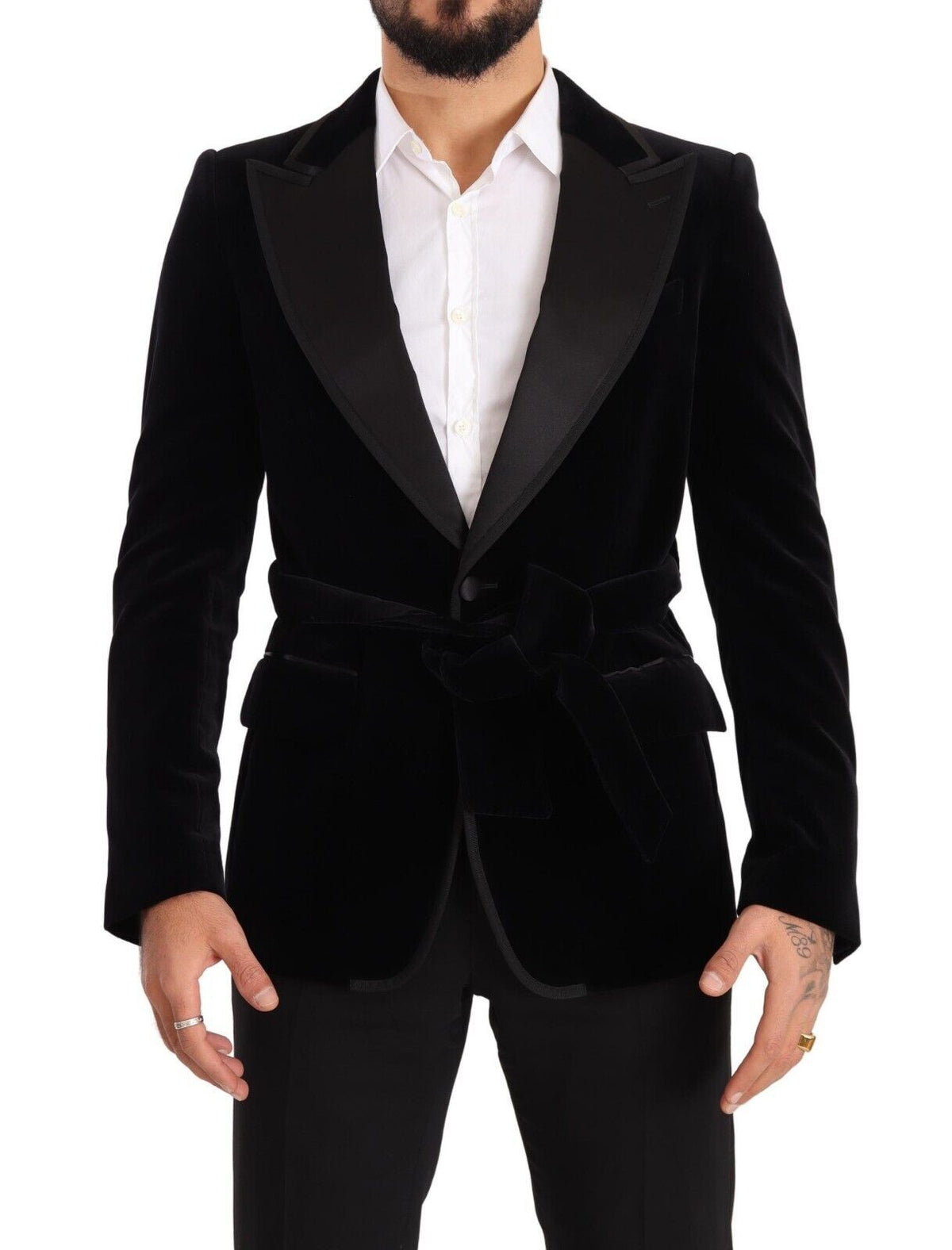 New Dolce & Gabbana Black Velvet Single Breasted One Button Blazer