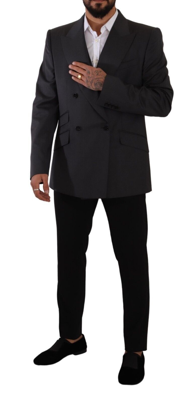 New Dolce & Gabbana Gray Double Breasted 2 Piece SICILIA Blazer