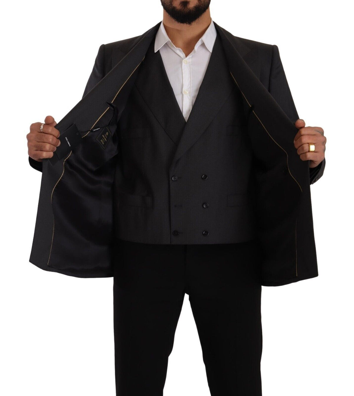 New Dolce & Gabbana Gray Double Breasted 2 Piece SICILIA Blazer
