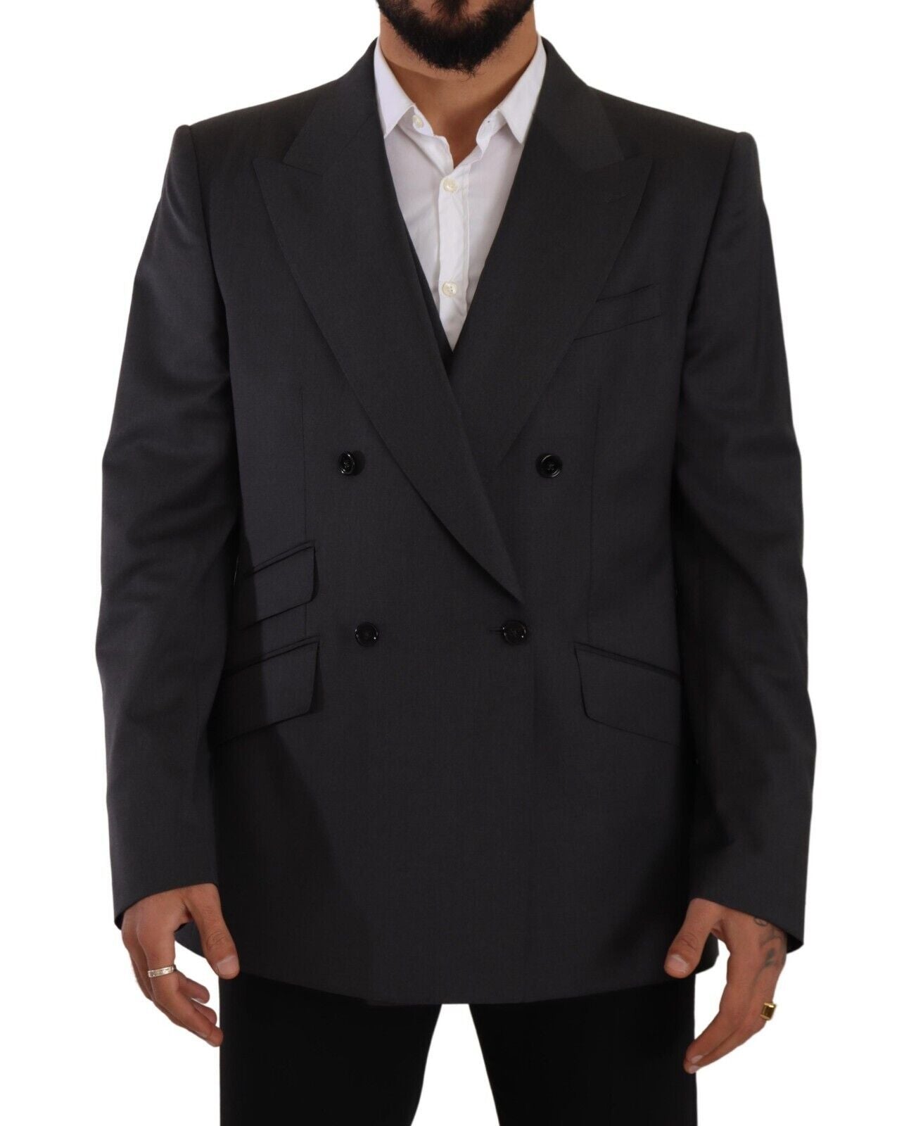 New Dolce & Gabbana Gray Double Breasted 2 Piece SICILIA Blazer