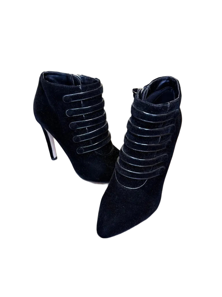 Neiman Marcus Black Velvet Ankle Boots