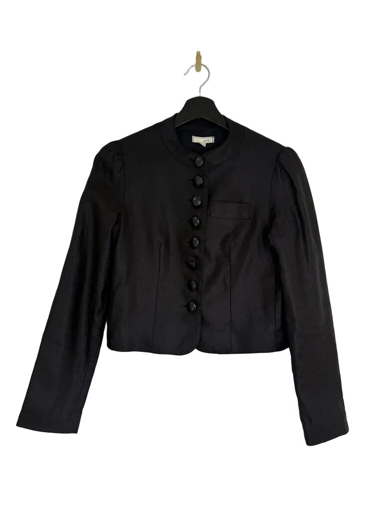 Deux FM Black Puff Sleeve Suit Jacket and Pencil Skirt Set