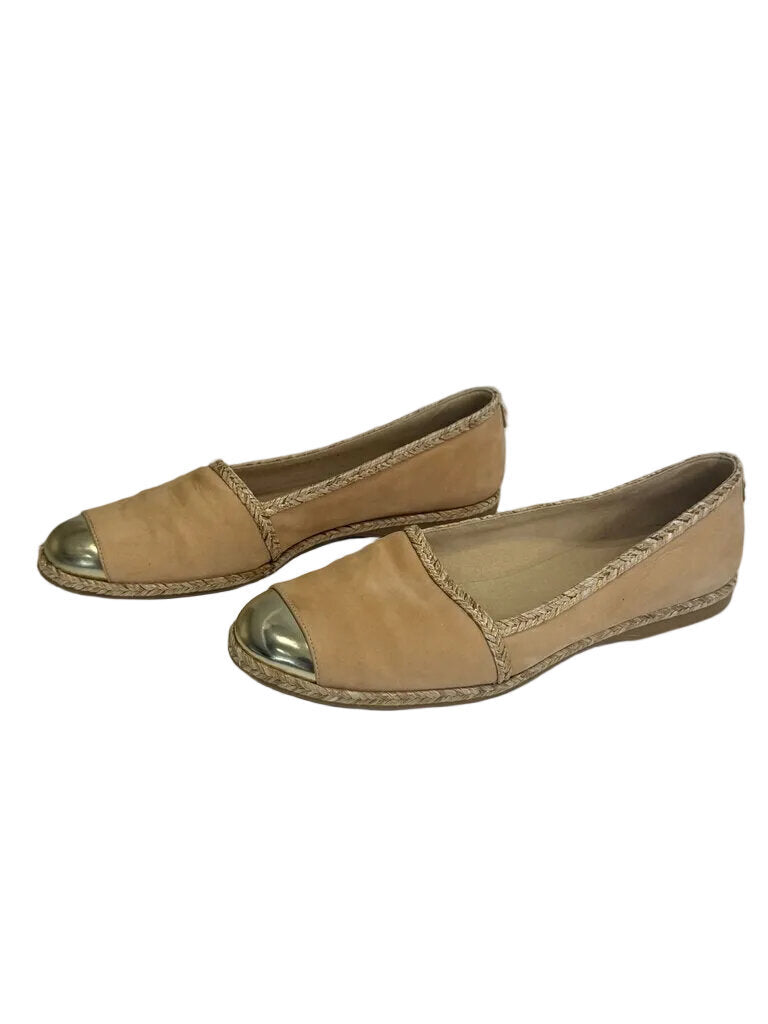 Stuart Weitzman Beige Espadrilles with Metallic Cap Toe