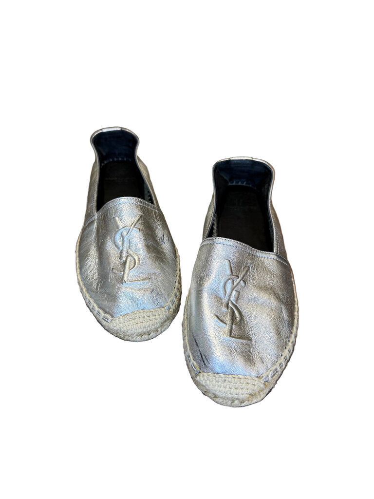 Yves Saint Laurent Metallic Espadrille Flats