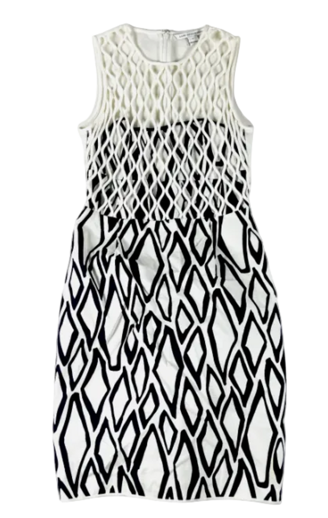 Diane von Furstenberg Sleeveless Dress with Navy Pattern