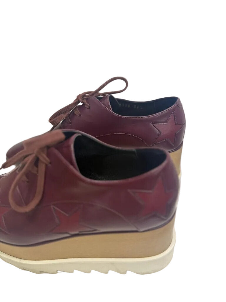 Pre-Owned Stella McCartney Burgundy Star Detail Platform Shoes Women's New