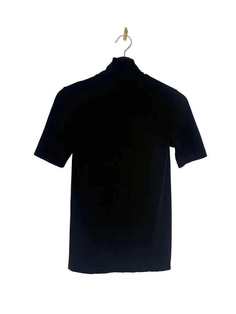 Black Short Sleeve Turtleneck Top