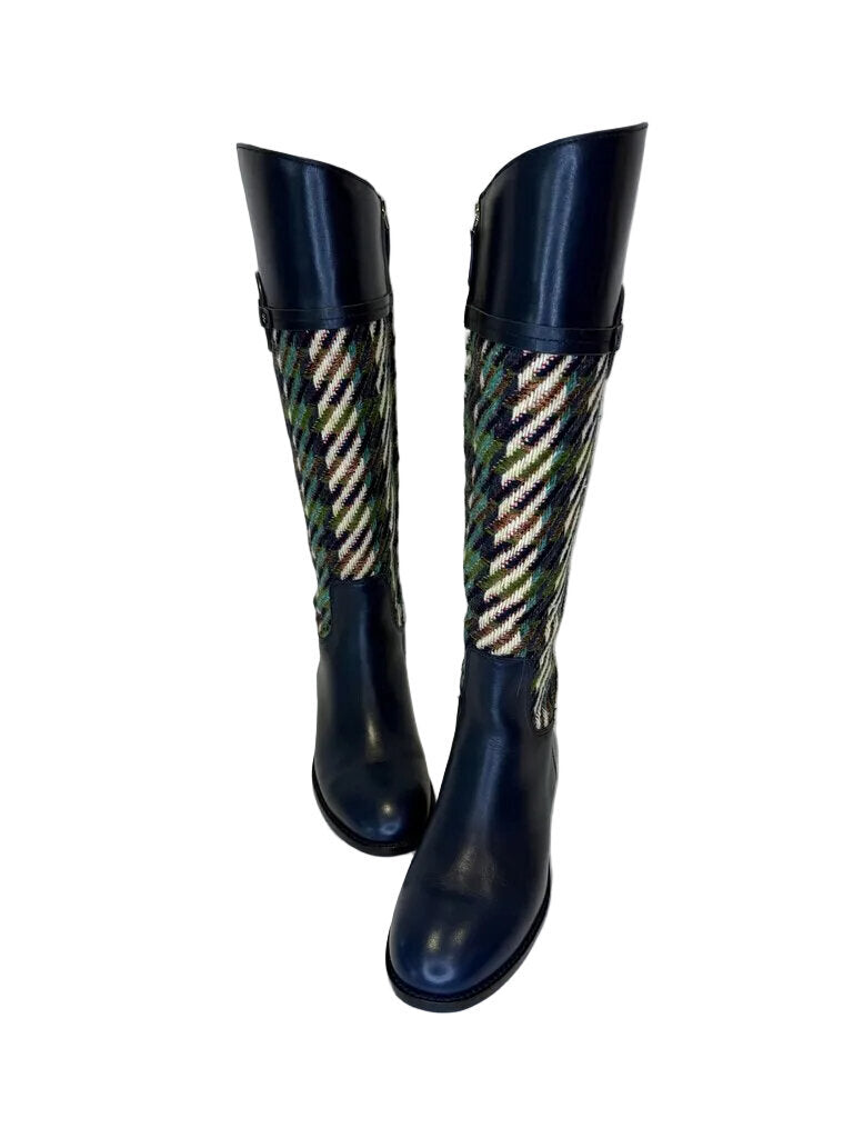 Tory Burch Multicolor Wool and Leather Knee-High Boots
