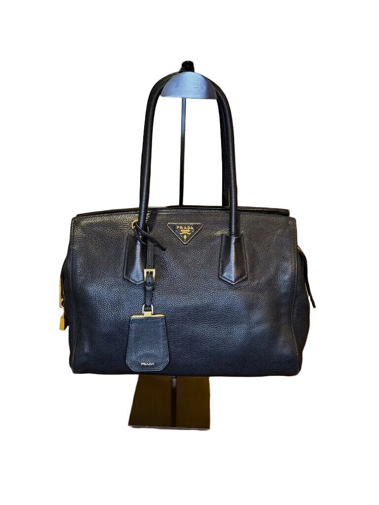 Prada Black Leather Tote Bag