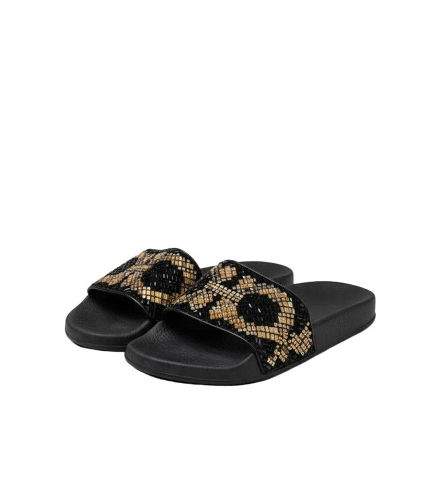 Salvatore Ferragamo Stylish Black and Gold Slides