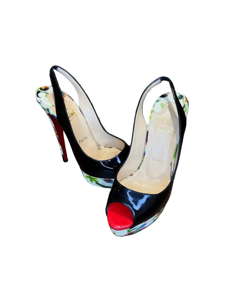 Christian Louboutin Floral Peep Toe Heels