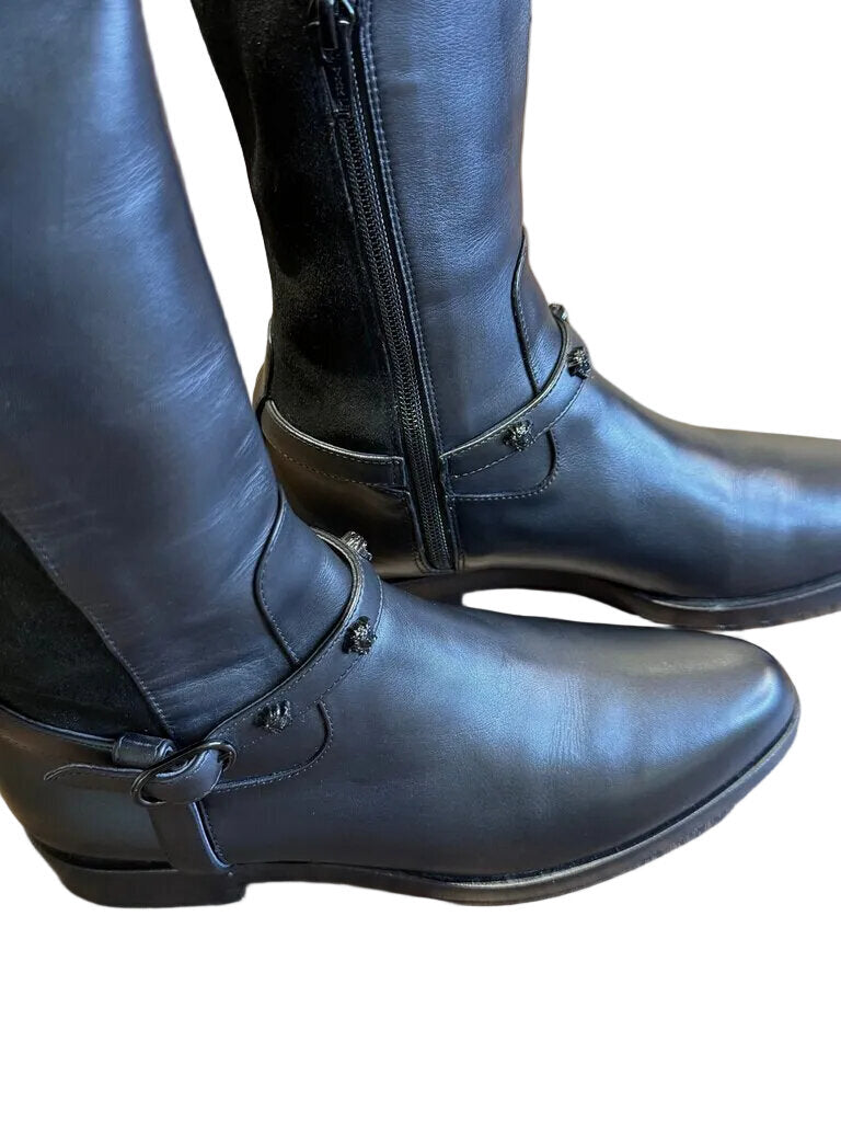 Versace Black Knee-High Boots