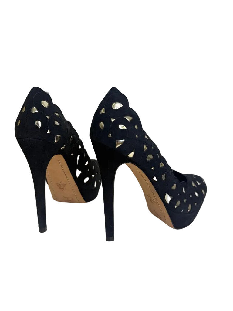 Alice + Olivia Black Cut-Out High Heels