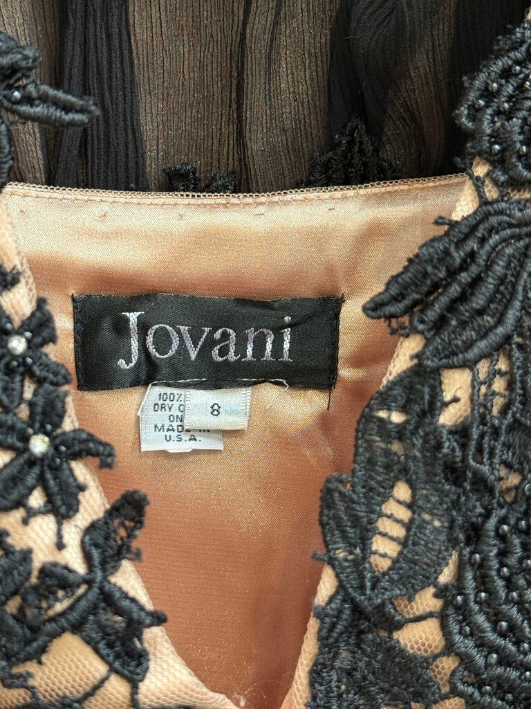 Pre-Owned Jovani Black Silk Floral Lace Dress Black Women's New