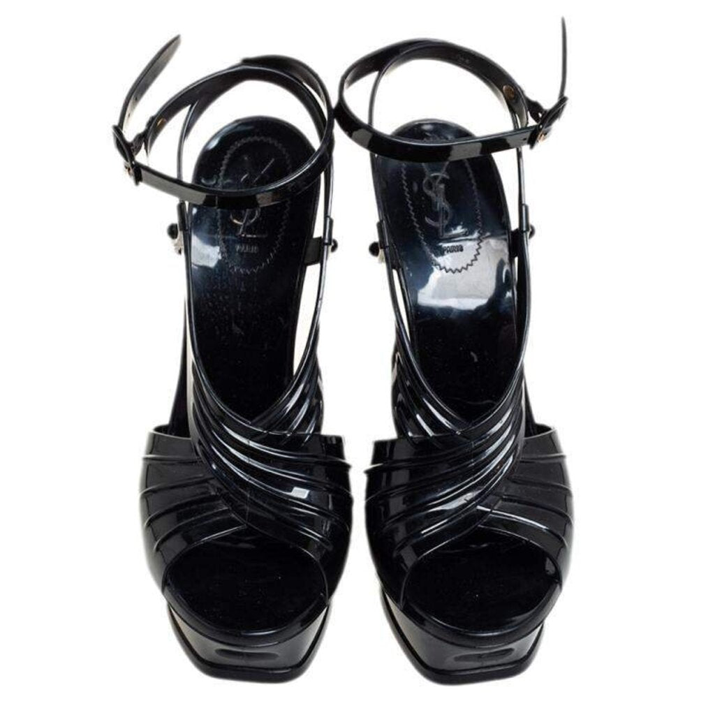 YSL Black Tribute Platform Sandals