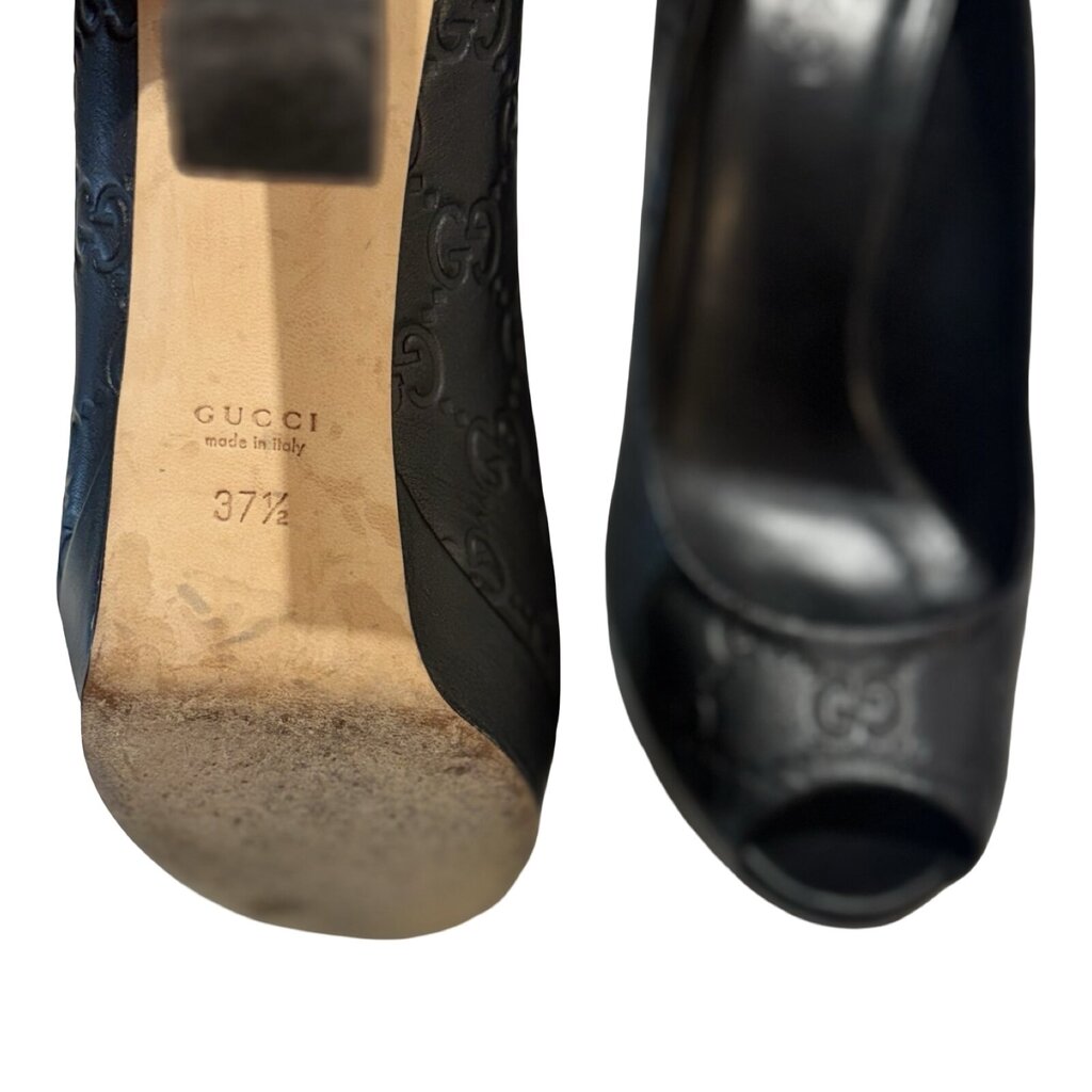 Gucci Black Open-Toe High Heels