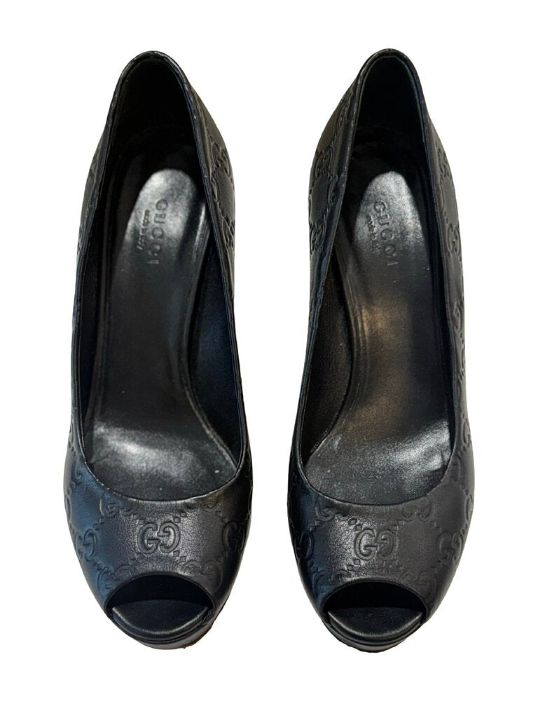 Gucci Black Open-Toe High Heels