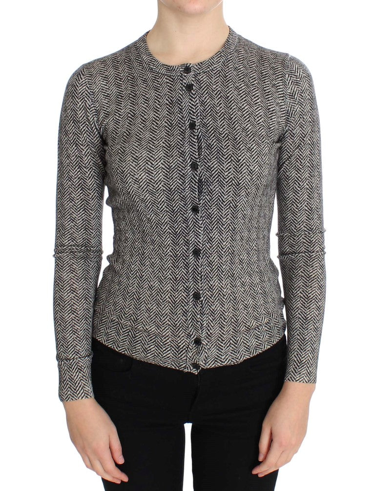 Dolce & Gabbana Black White Wool Top Cardigan Sweater - PreLoved & Luxe