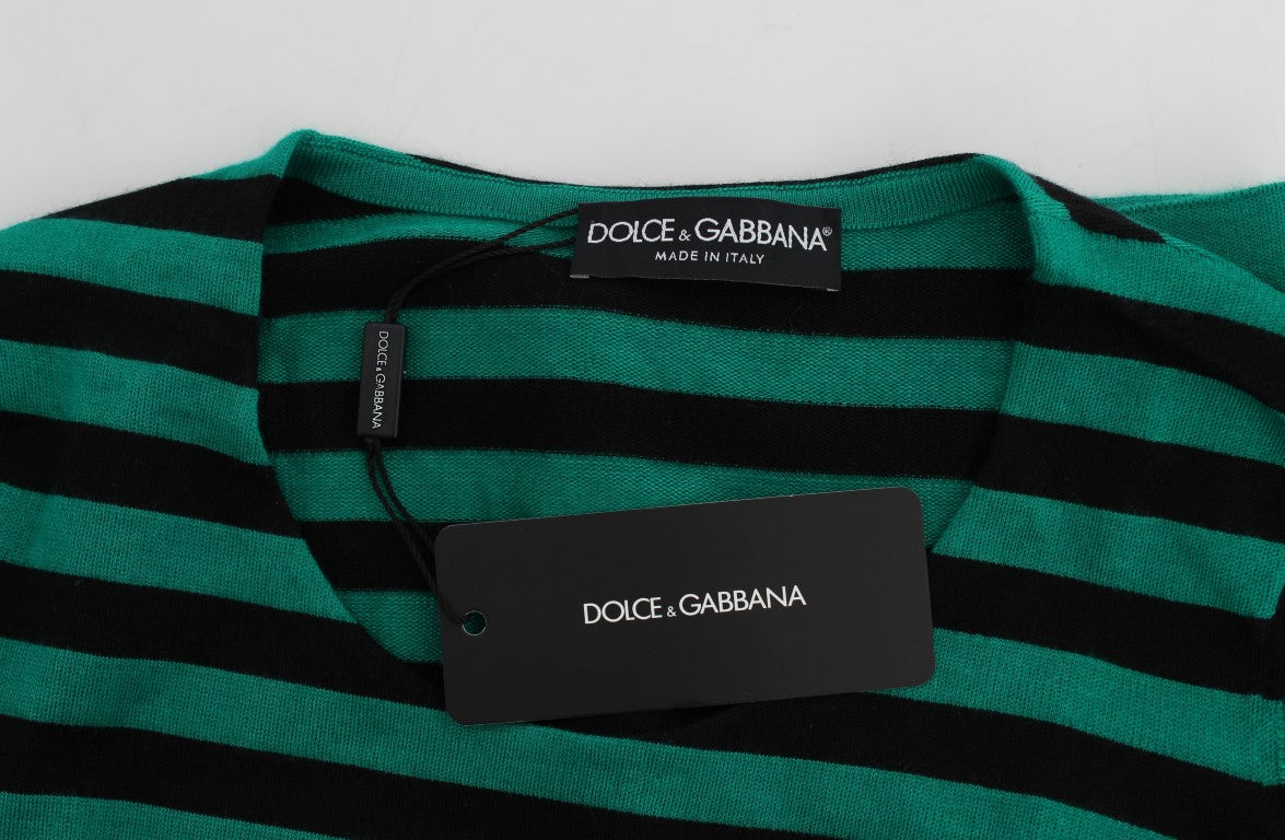 Dolce & Gabbana Green Black Silk Cashmere Sweater - PreLoved & Luxe
