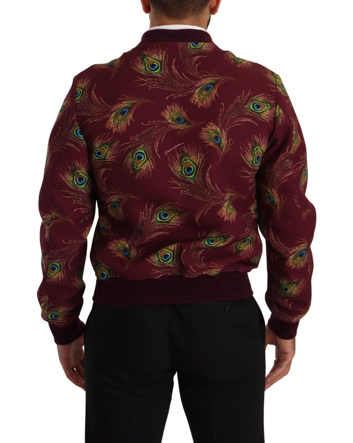 New Dolce & Gabbana Red Peacock Polyester Stretch Full Zip Jacket