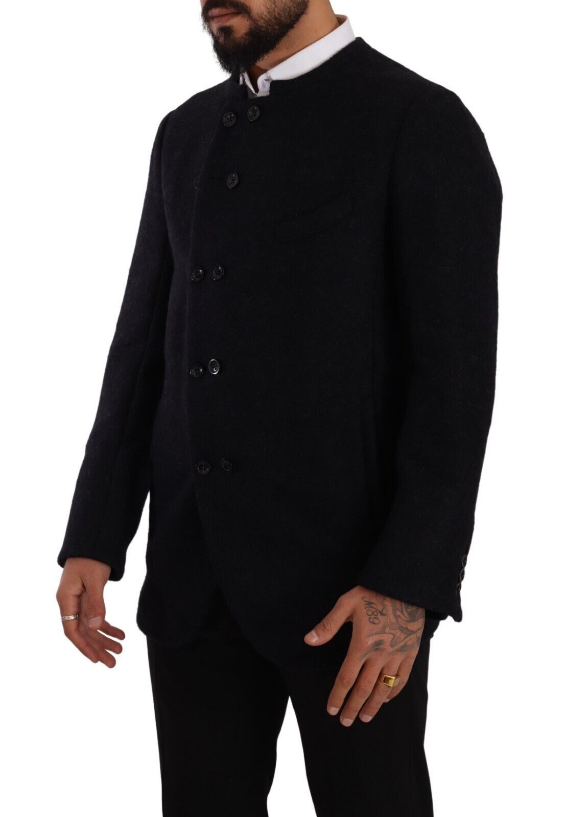 New Dolce & Gabbana Gray Alpaca Button Down Men Coat Jacket
