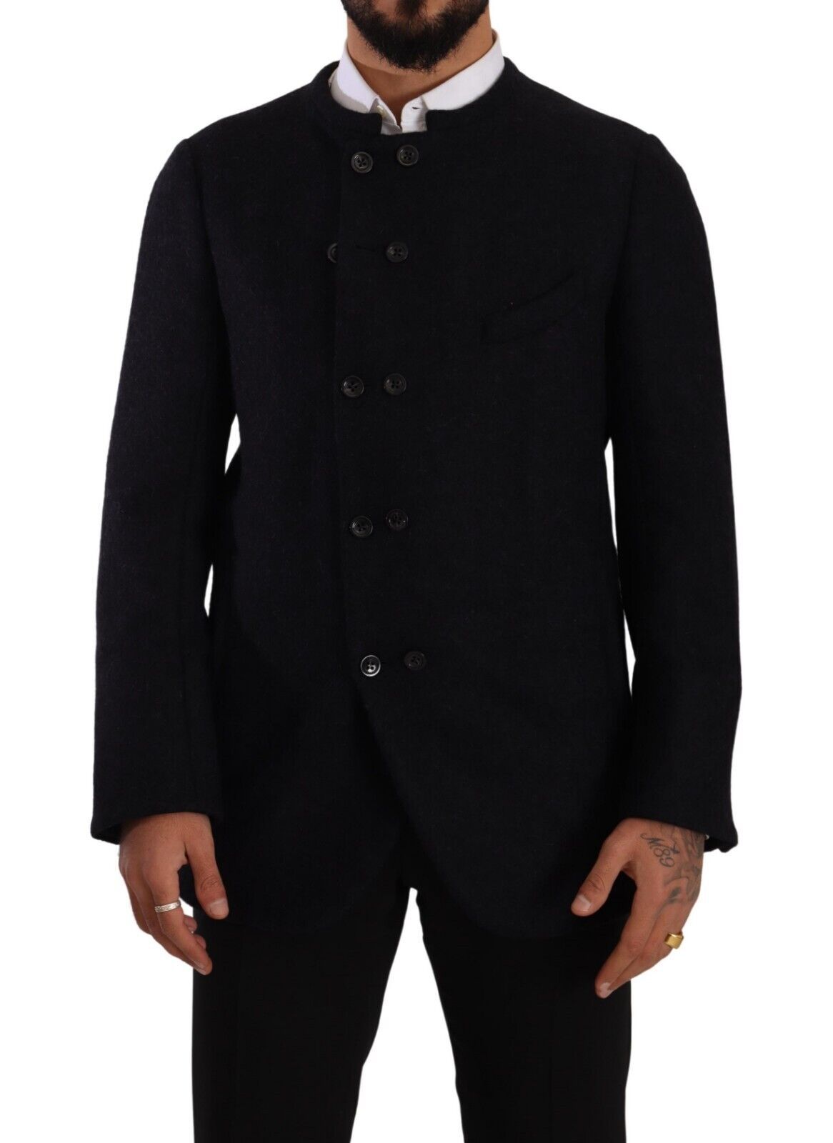New Dolce & Gabbana Gray Alpaca Button Down Men Coat Jacket