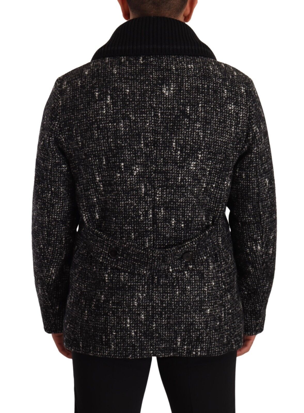 New Dolce & Gabbana Black Wool Double Breasted Coat Men Jacket