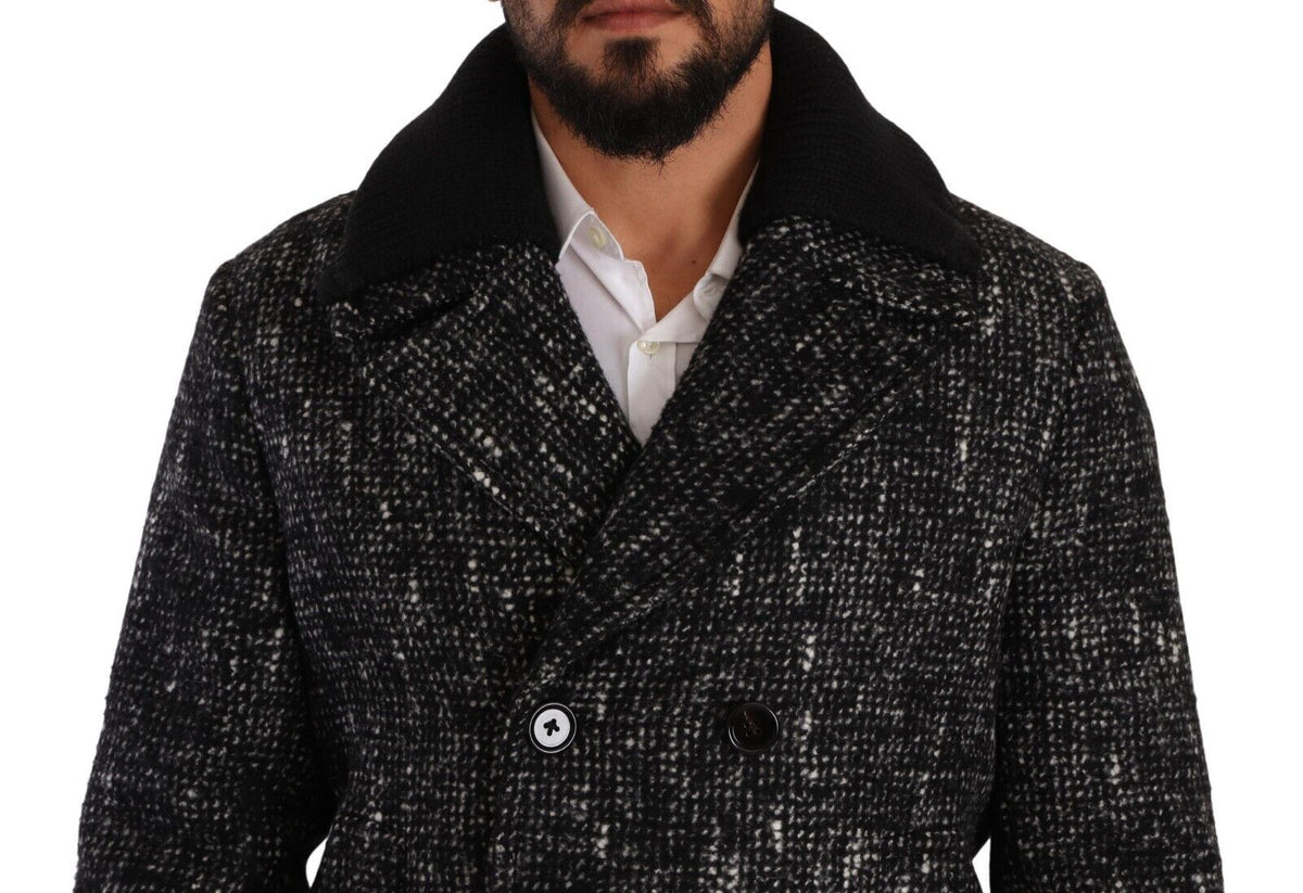 New Dolce & Gabbana Black Wool Double Breasted Coat Men Jacket