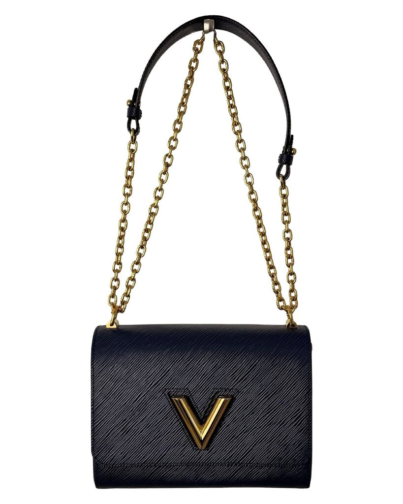 Pre-Owned Louis Vuitton Twist MM Epi Andigo Blue LV Lock Chain Handbag