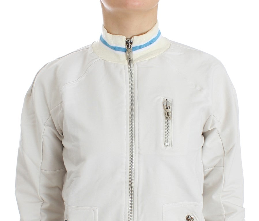 John Galliano White Mock Zip Cardigan Sweatshirt Sweater - PreLoved & Luxe