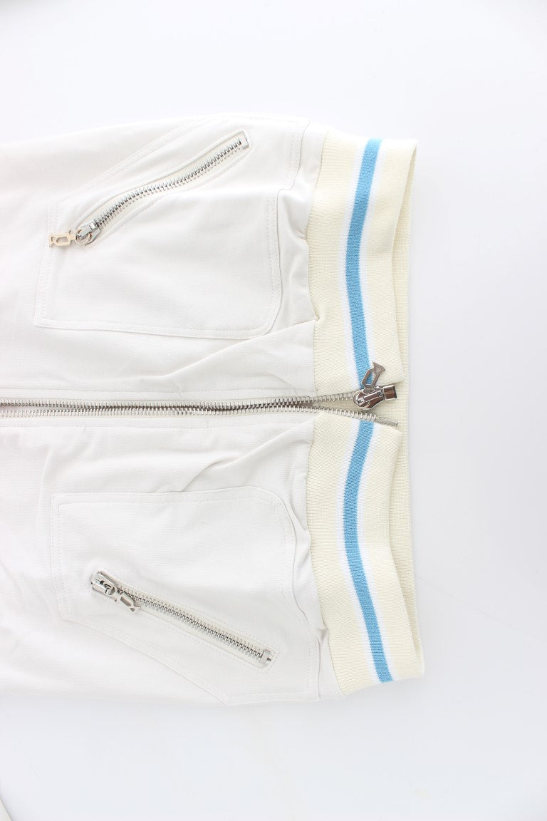 John Galliano White Mock Zip Cardigan Sweatshirt Sweater - PreLoved & Luxe