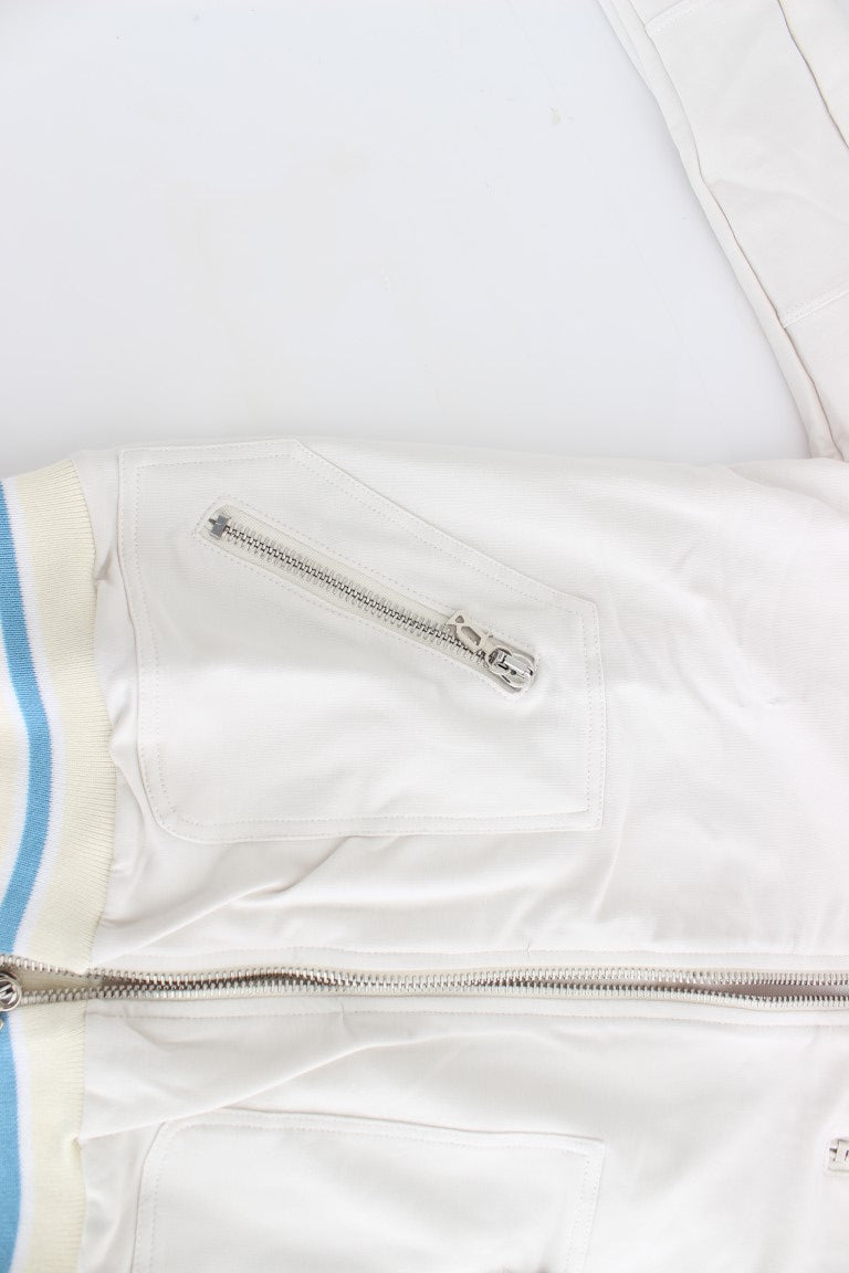 John Galliano White Mock Zip Cardigan Sweatshirt Sweater - PreLoved & Luxe