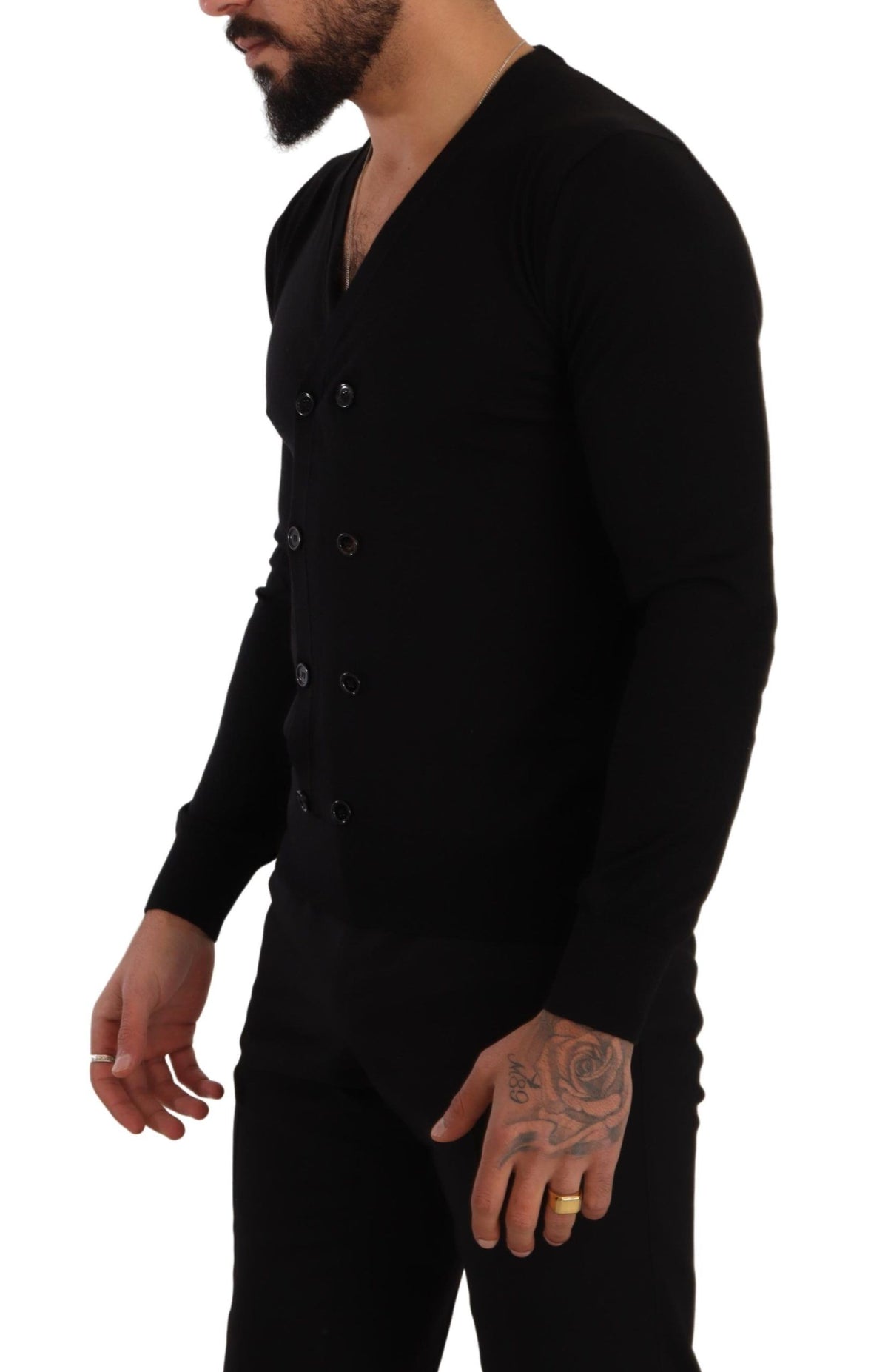 New Dolce & Gabbana Black Cashmere Button Down Cardigan Sweater