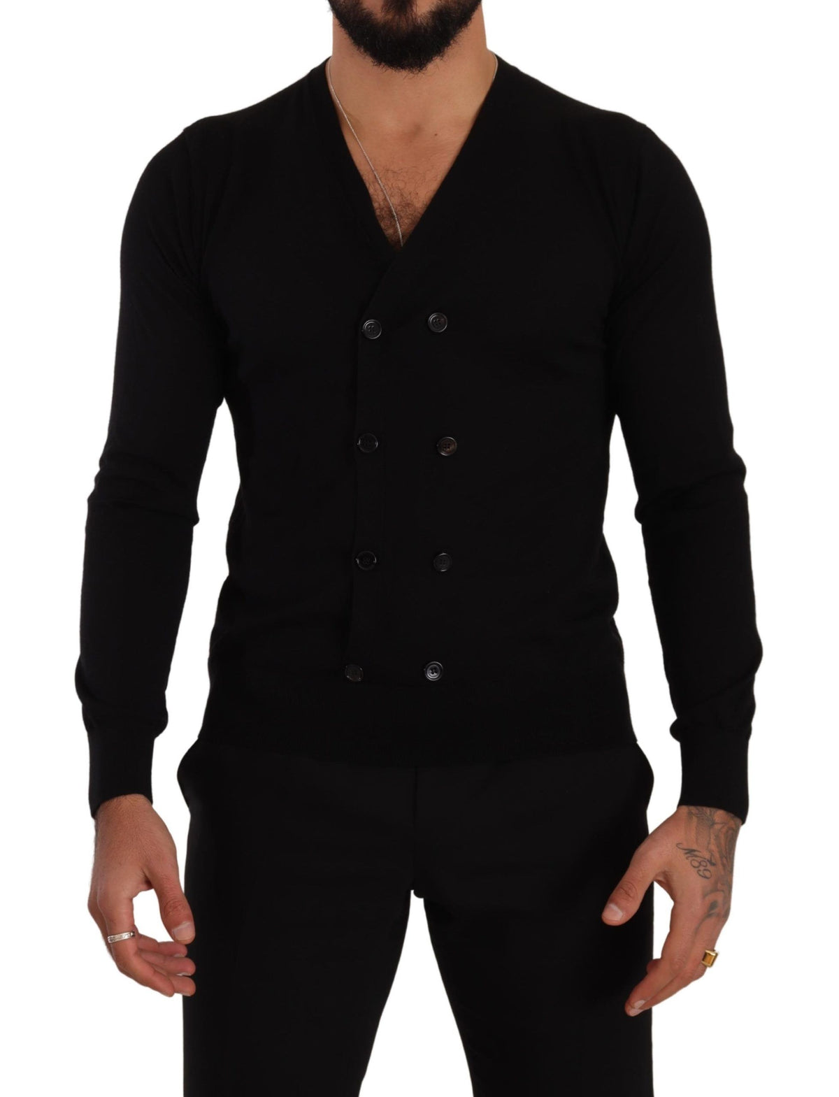 New Dolce & Gabbana Black Cashmere Button Down Cardigan Sweater