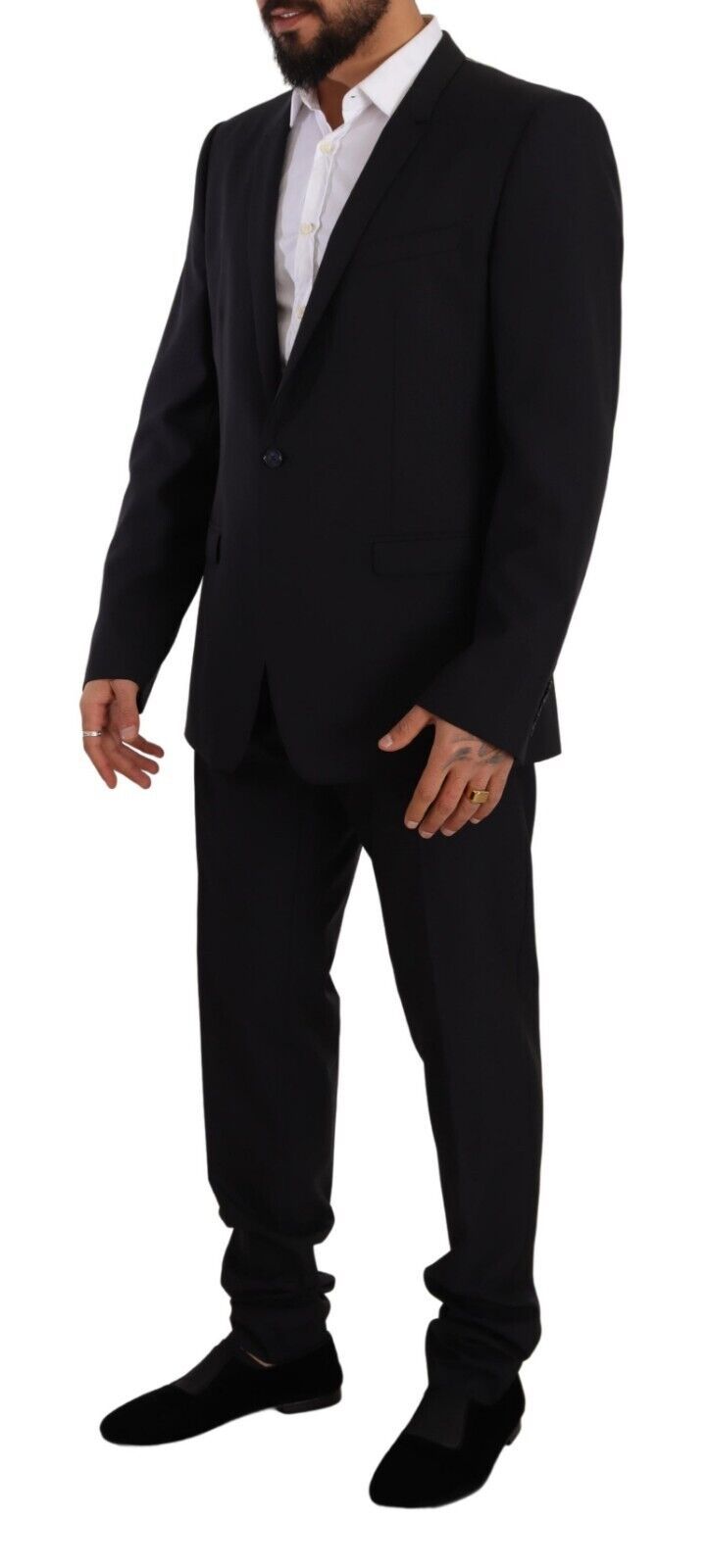 New Dolce & Gabbana Blue GOLD Wool Single Breasted 2 Piece Suit