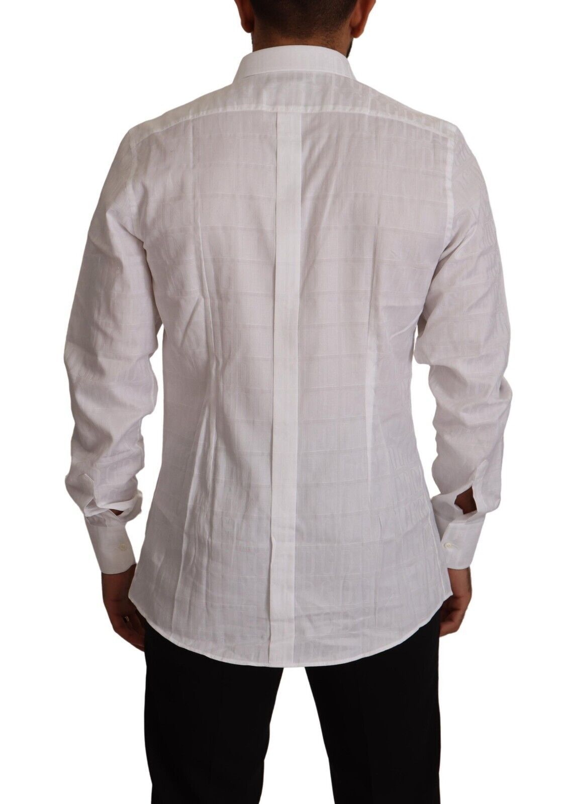 New Dolce & Gabbana White GOLD Cotton Slim Fit Dress Formal Shirt