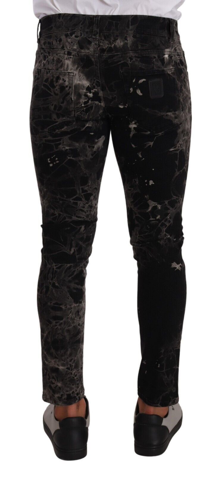 New Dolce & Gabbana Black Patterned Skinny Slim Fit Jeans